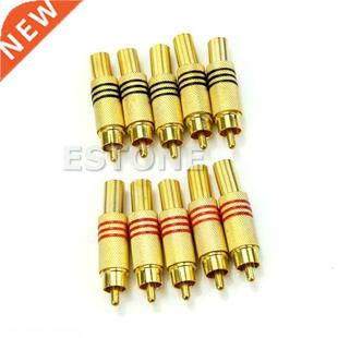 Audio Gold Metal Connector Male Plug RCA Plated 10PCS New