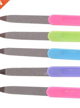 5pcs/lot Nail Art Buffer Files Plastic Handle Metal Double