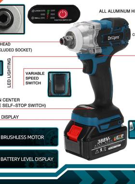 388vf 520N.M rushless Cordless Electric Impact Wrench 1/2 i