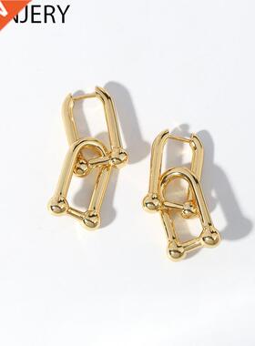 ANENJERY Silver Color Oval Hoop Earrings for Women Hoop Fren