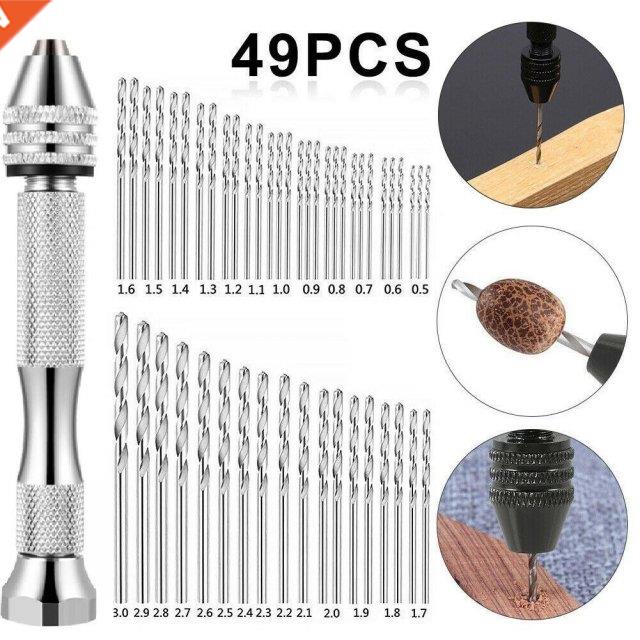 49 Pcs Precision Pin Vise Hobby Drill Bits With Model Twist