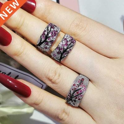 2pcs Pack 2022 New Luxury Fashion Black Pink Branch ree silv