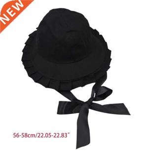 Hat Ruffles Ribbon Long with Bucket Brim Wide Sweet Women