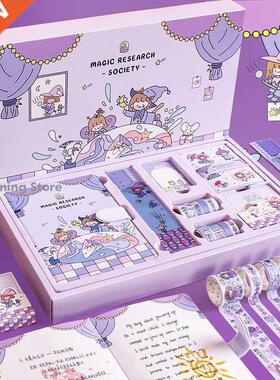 Kawaii Notebook Box Set Notepads Stationery Cute Purple Pink