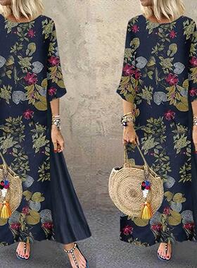 Hirigin Boho Womens Maxi Dress Ladies Summer Short Sve Lo