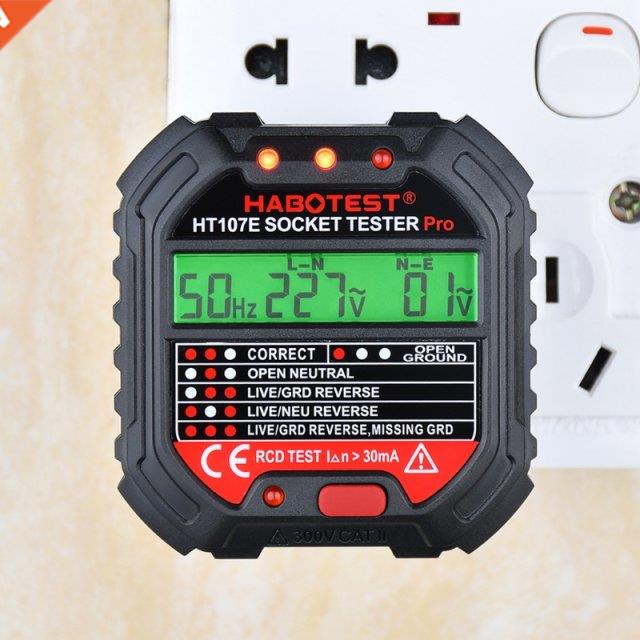 HT107 Socket Tester Voltage Test EU/UK/US Plug Lne Tester R
