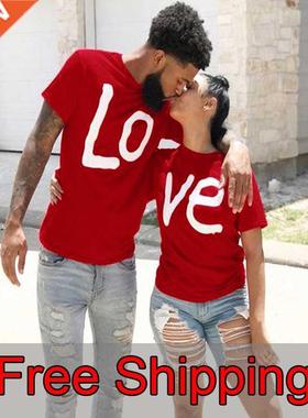 Couple T-shirt Summer Couple LOVE Printed Clothes Couple Tsh
