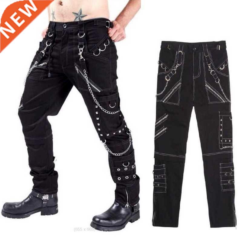 Men Personality Pants Gothic Pants Multi-Chain Harem Pants M