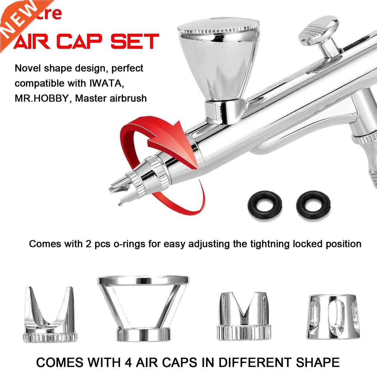 Air Cap Kit Professional Airbrush Accessory Set 4pcs Differe