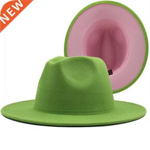 Fedora green Wool Felt red Dark Inner Hats New Jazz Outer