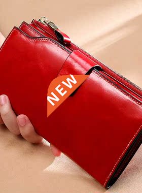 RFID Blocking Genuine Leather Women Wallet Long Lady Leather
