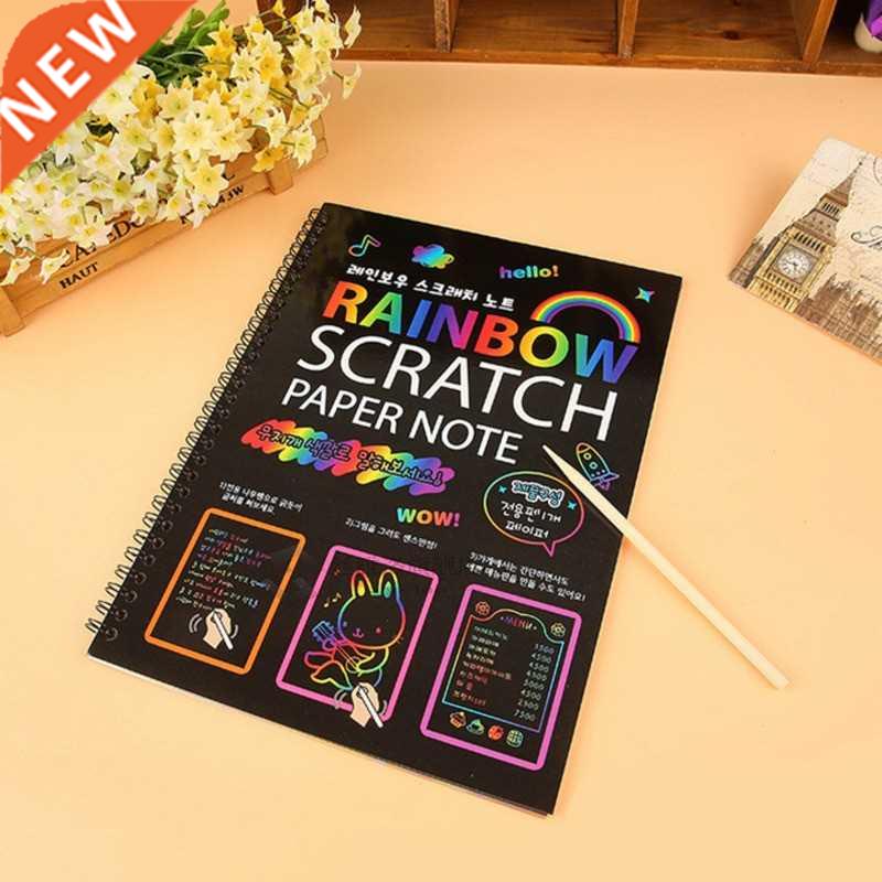 Scratch t Doodle Drawing Bod Notebook DIY Rainbow Color