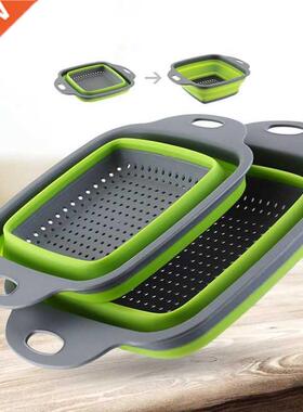 Silicone Folding Drain Basket Fruit Vegetable Washing Basket