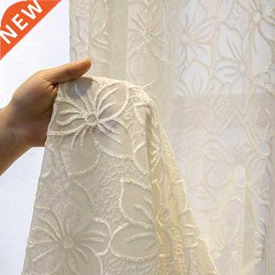 Luxury White Lace Sheer Curtains for Living Room Bedroom Emb