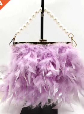2022 Luxury Fashion Women's Bag Ostrich Fur Feather Tassel E