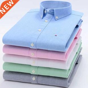 S- 6XL Oxford Shirts For Mens Long Sleeve Cotton Casual Dres
