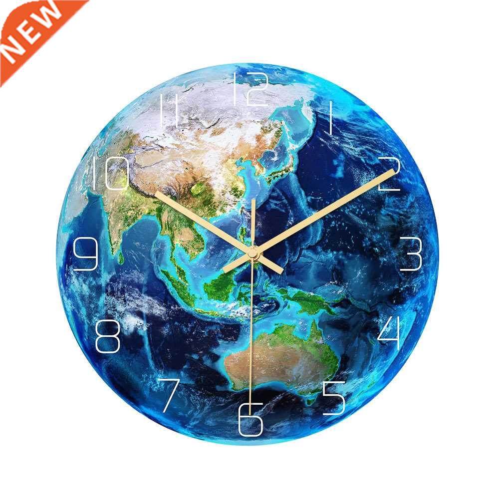 night glowing acrylic d earth wall clock in dark fluorescen