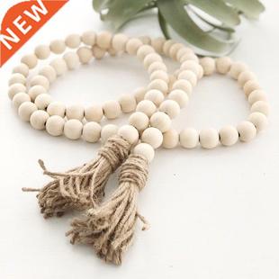 Farmhouse Rustic Country Wooden Prayer Garland Tassle Bead