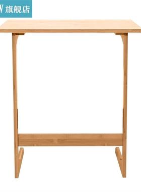 60x40x65cm L-shaped Bamboo Sofa Side Table Sandal Wood Color