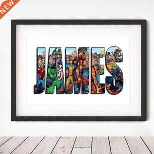 Word Art Print Personalised Poster NAME Character AVENGERS