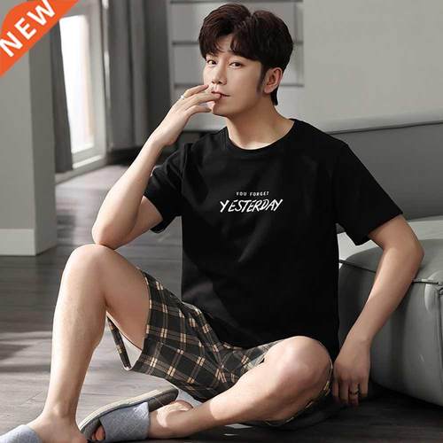 2022 New Pajamas For Men Casual Cotton Print Pajama Sets Sum