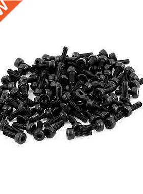 100Pcs Black M2 x 6mm Alloy Steel Hex Bolt Socket Head Cap M