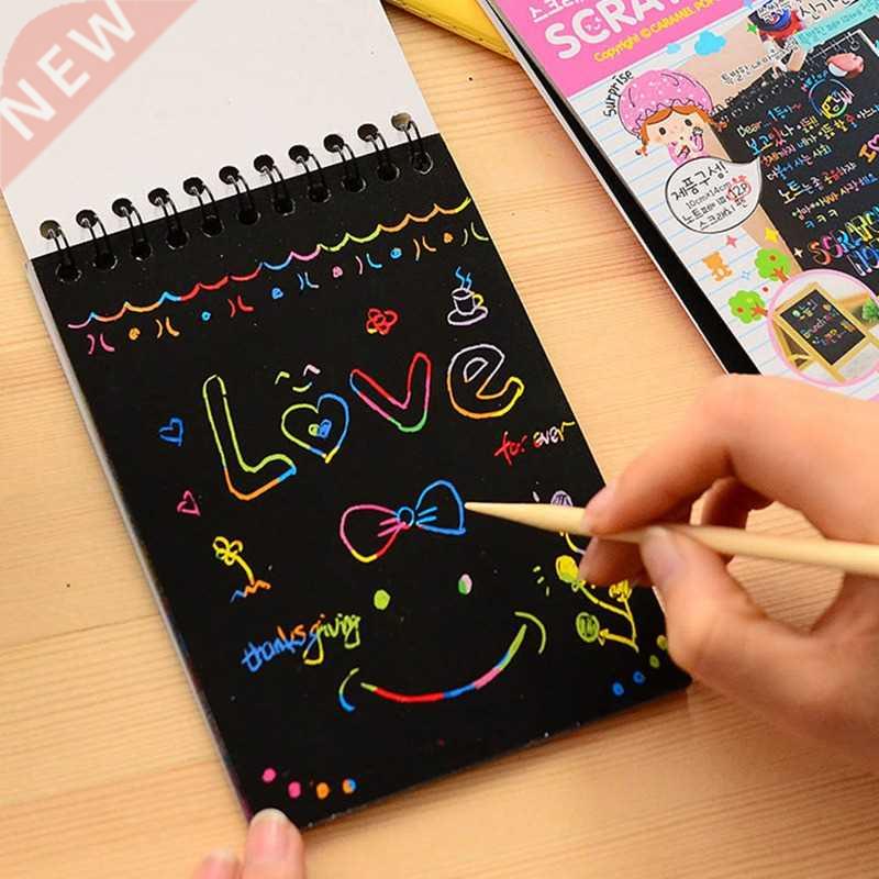 Cute Kawaii Coil Graffiti Notebook Black Page Magic Draw