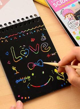 Cute Kawaii Coil Graffiti Notebook Black Page Magic Draw