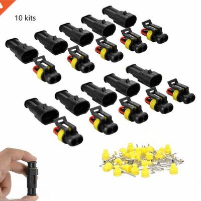 10 Set 2 Pin AMP Super Seal Waterproof Electrical Wire Conne