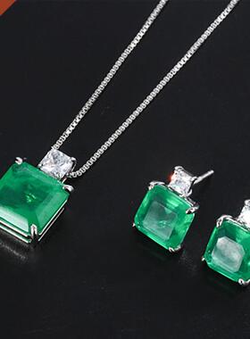 KNRIQUEN Luxury 925 Sterling Silver Simulation Emerald Gemst