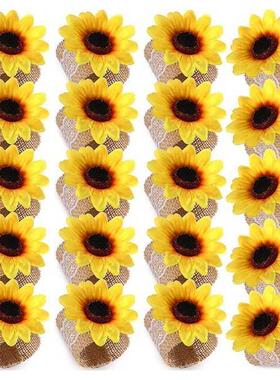 20 Pieces Sunflower Napkin Ring Holder Yellow Flower Napkin