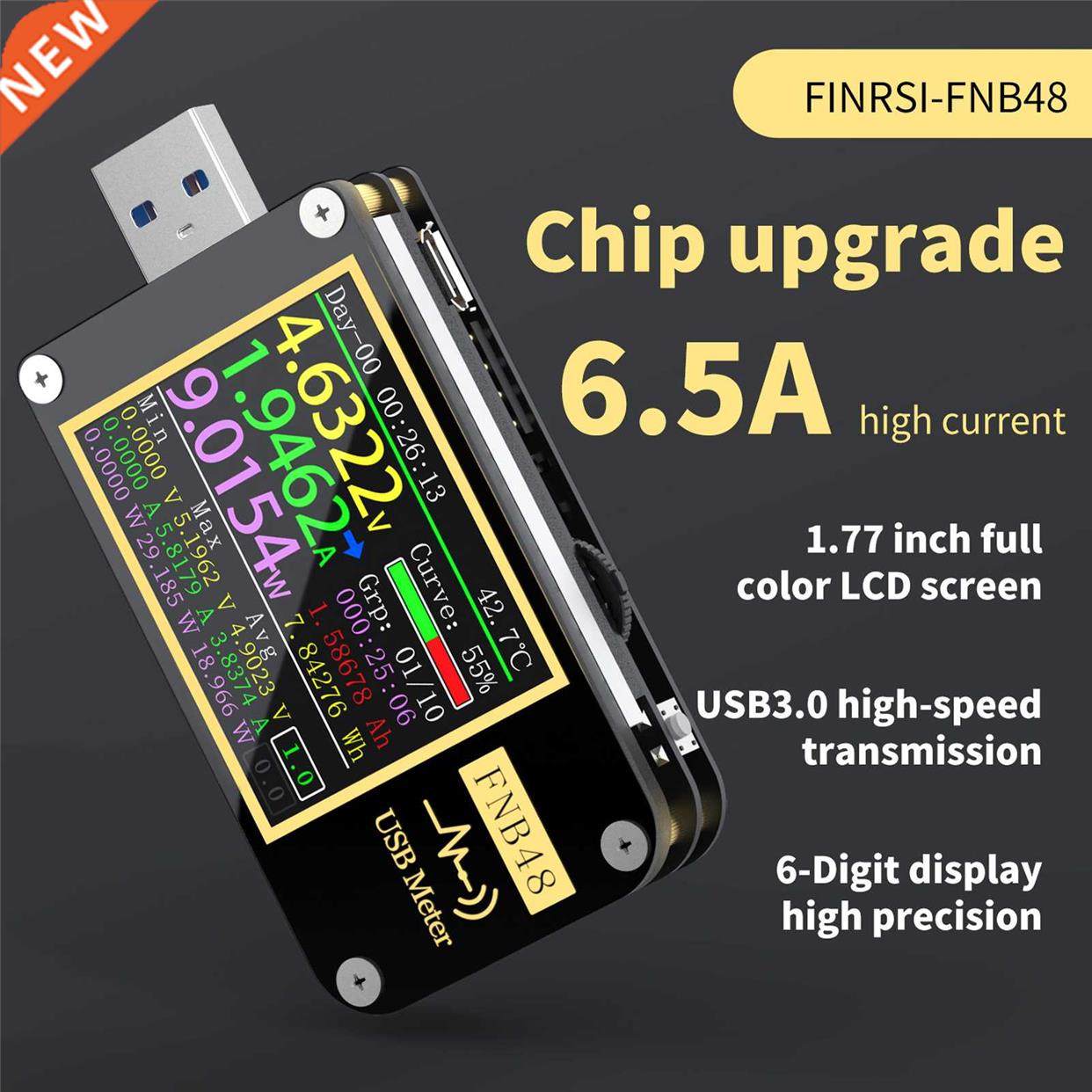 FNIRSI-FNB48 Voltmeter Ammeter Current Multifunction HD Disp