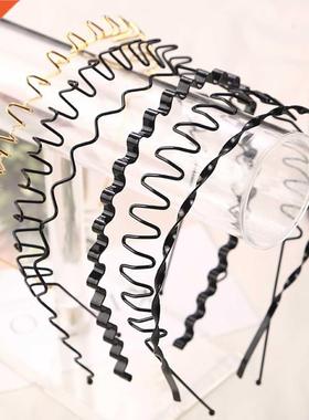 Chic Unisex Black Wavy Hairband Men Women Washing Headband S