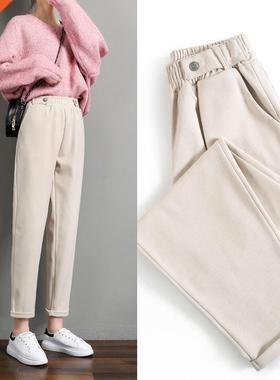 Women Woolen Pants Autumn Winter 2021 New Casual Solid Ela