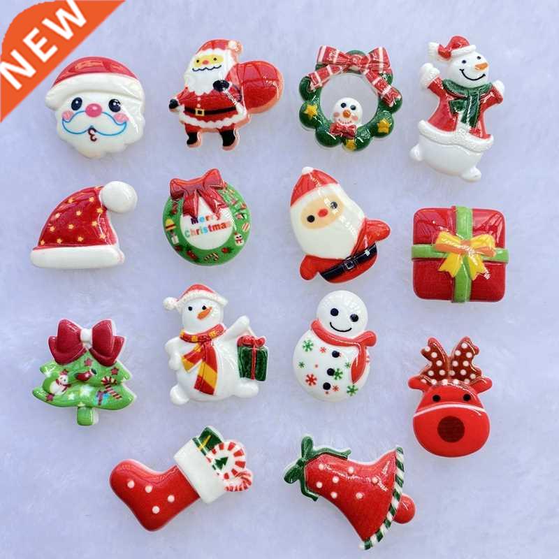 10/20Pcs Cute Mixed Mini Santa Resin Flat Back Cabochons Scr