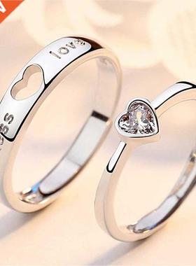 2Pcs/sets Zircon Heart Matching Couple Rings Set Endless Lo