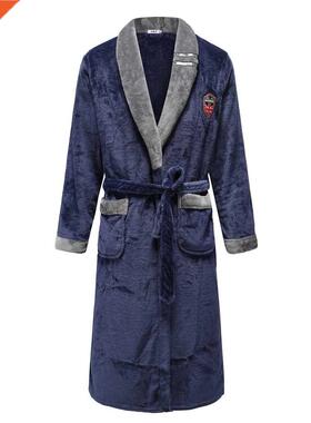 Autumn Winter Nightdress lue Men Casual Coral Fleece Sleepw