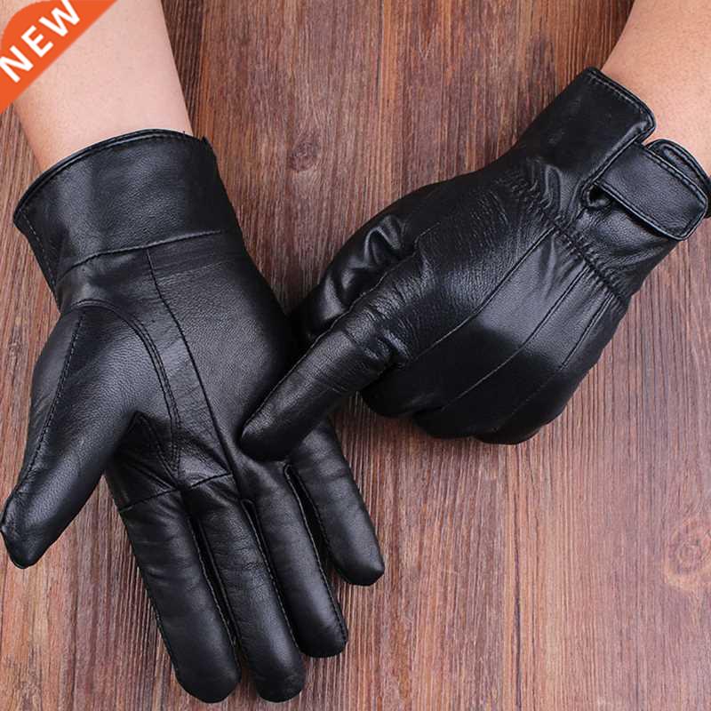 Men Mittens Real Leather Gloves New Genuine Leather Black Gl