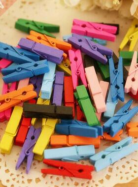 New 100PCS/1Set 25mm Mini Color Wooden Craft Pegs Clothes Pa