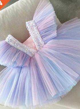 Girls Ruffles Princess Dress For Kids Wedding Elegant Party