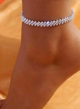 Beach Accessories Crystal Lozenge Anklet for Women Indian Wh