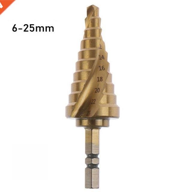 6-25mm HSS Titanium Coated Step Drill Bit Spiral Groove Core