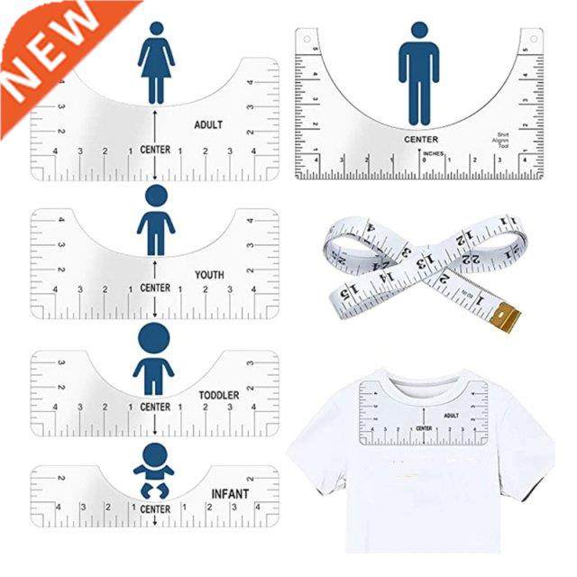 6pcs different sizes t-shirt ruler guide alignment tool incl
