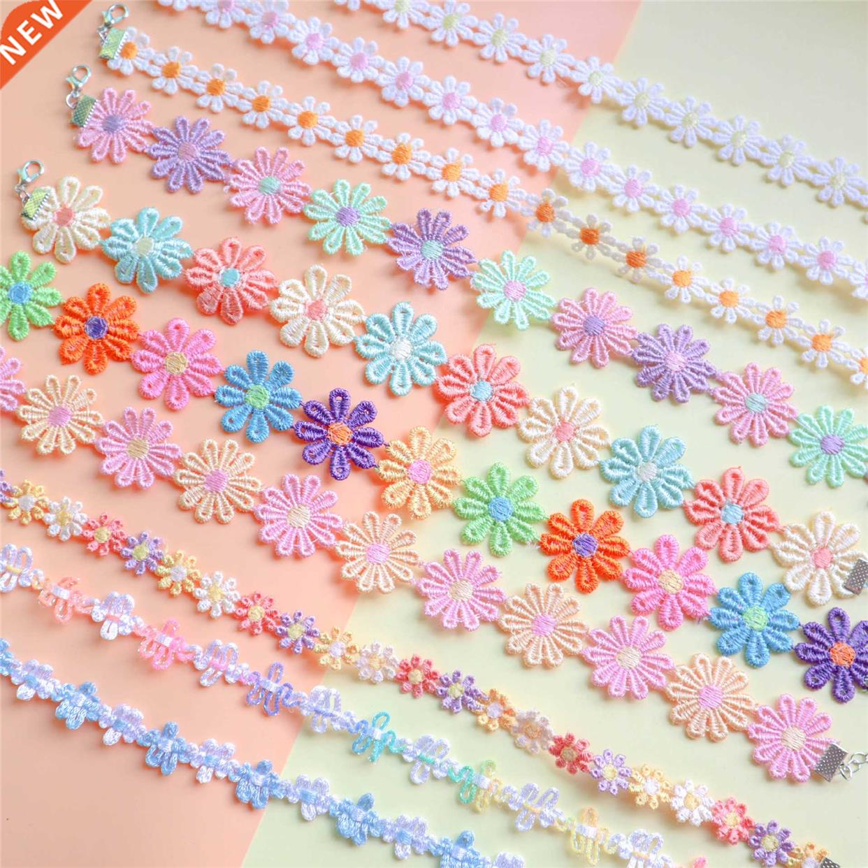Korean ndy Choker Necklace For Women Boho Dasy Flower Fabr