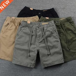 Casual Cotton Work Shorts Knee 2022 Trousers Len Mens