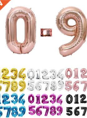 16 32 40 Inch Silver Gold Foil Number Balloons Digital Globo