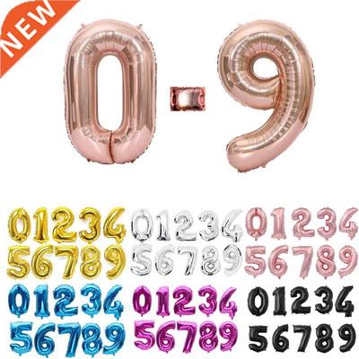 16 32 40 Inch Silver Gold Foil Number Balloons Digital Globo