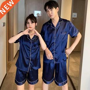 Summer Silk Couple Pajamas For Men and Women Shorts Pijama L