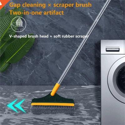 Floor Scrub Brush 2 In 1 Long Handle Wiper Stiff Bristle Win