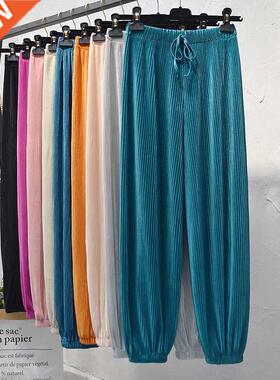Spring/summer 2022 new ice silk chiffon pleated pants women